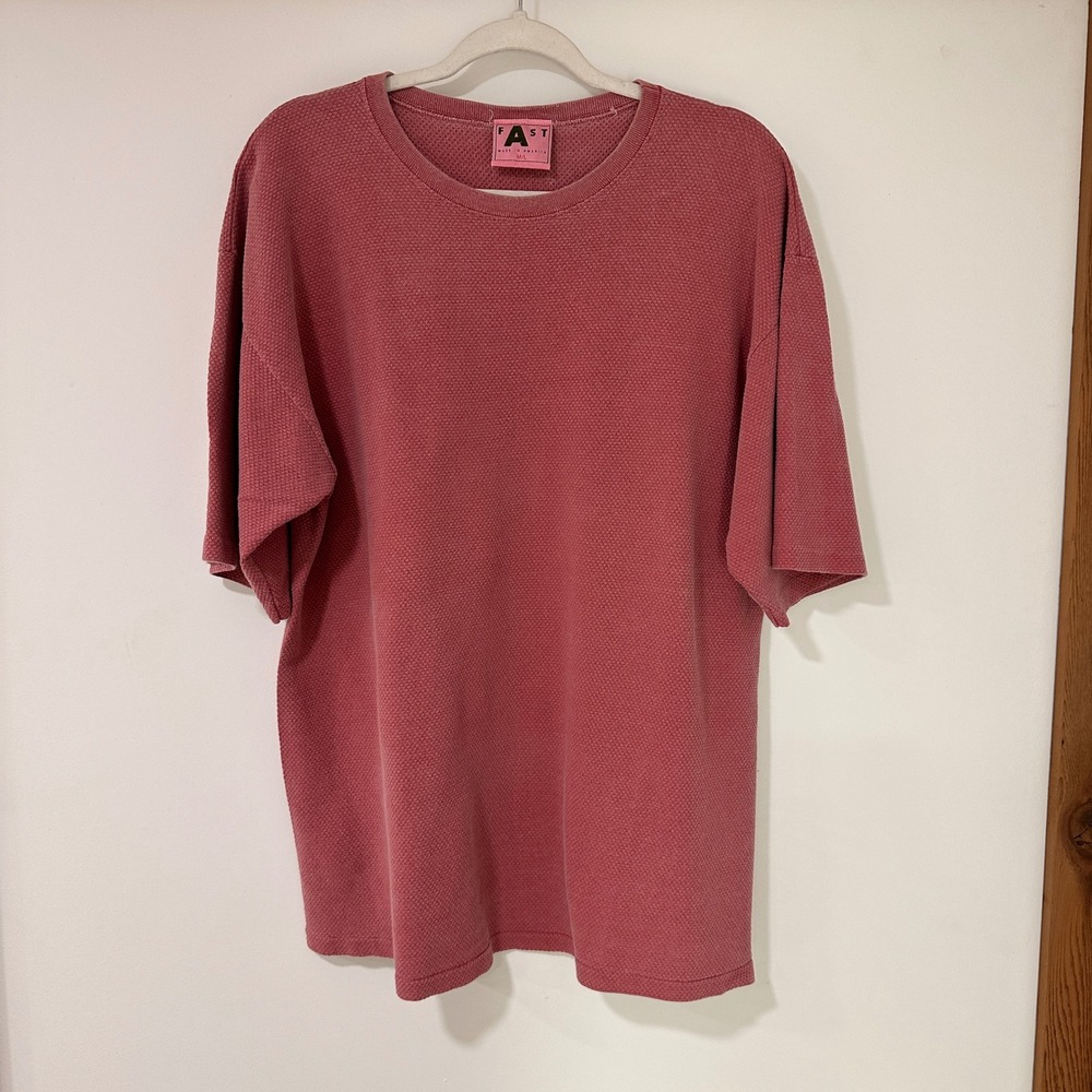 Vintage Single Stitch FAST Waffle Knit T-Shirt‎ Mens M/L Red Made in USA